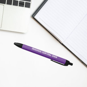 Stylo Noir Couleurs scolaires violet et blanc et nom