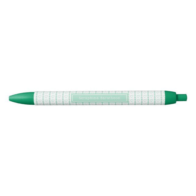 Stylo Noir Country Heart Stripes Nom personnalisé (Devant)