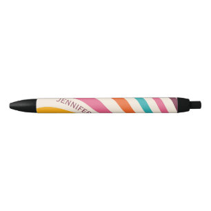 Stylo Noir Courbes de style rétro coloré