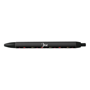 Stylo Noir Crâne folle sur noir