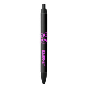 Stylo Noir Crâne girly rose d'emo avec l'arc