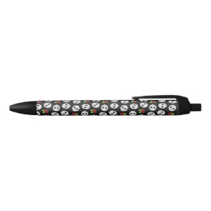 Stylo Noir Crânes et Roses