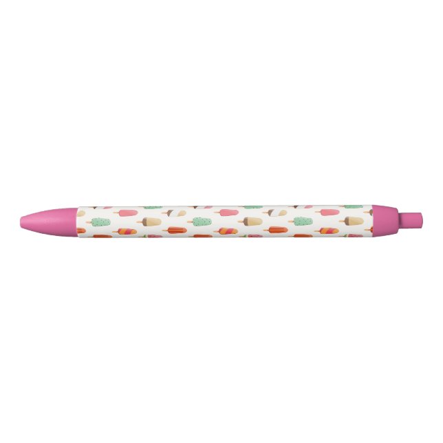 Stylo Noir Crèmes glacées amusantes et mignonnes motif (Devant)