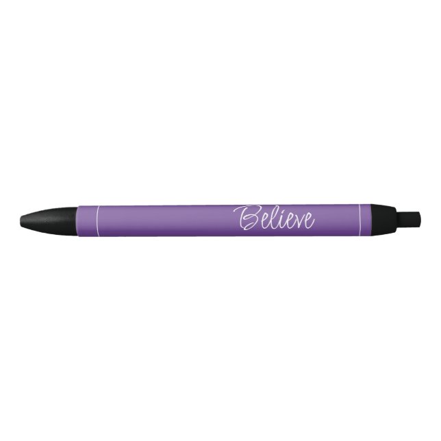 Stylo Noir "Croire" Phrase Grape Violet Arrière - plan (Devant)