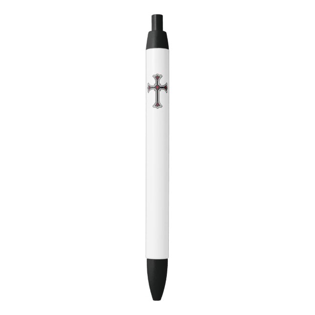 Stylo Noir Croix chrétienne (devant Vertical)