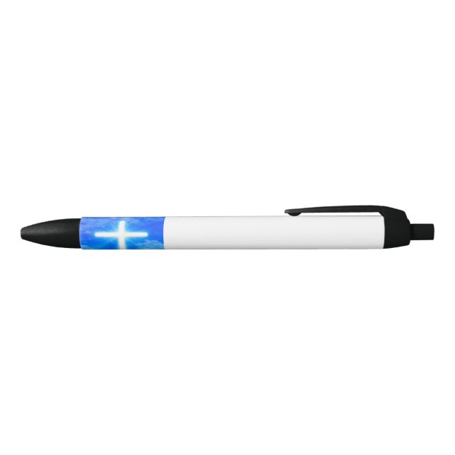 Stylo Noir Croix de chrétien personnalisable de Jésus-Christ (Haut)