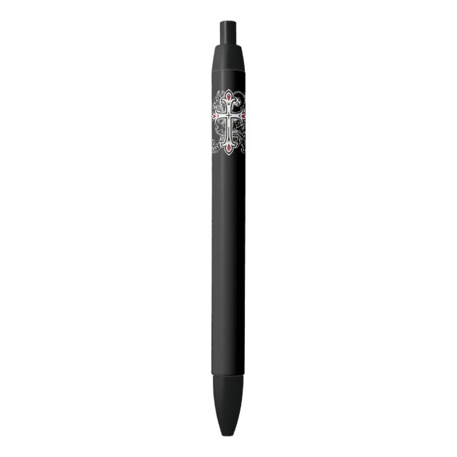 Stylo Noir Croix gothique (devant Vertical)