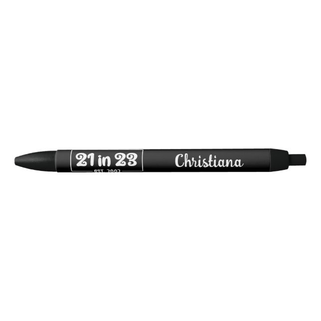 Stylo Noir Custom 21st Birthday Cadeau 21 en 23 Est 2002 (Devant)