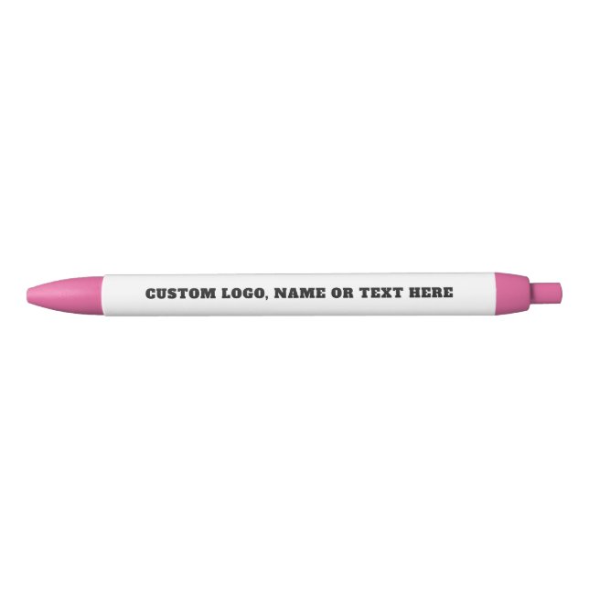 Stylo Noir Custom Logo Pink Pen - Personalize Create Your Own (Devant)