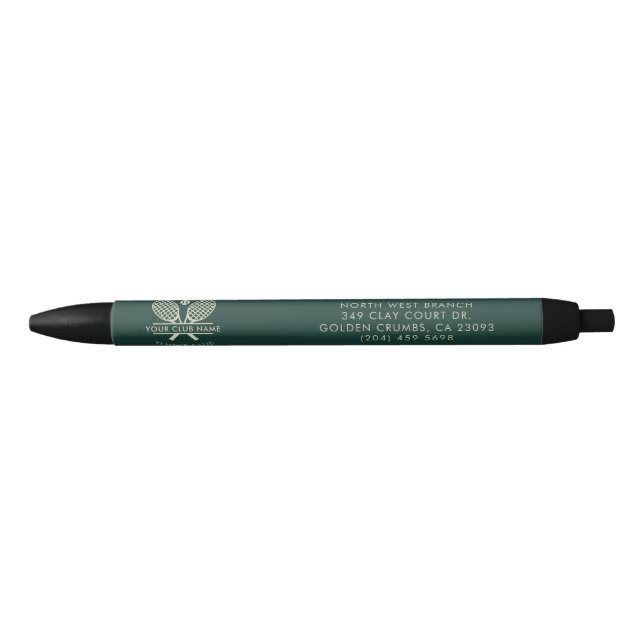 Stylo Noir Custom Tennis Club Name Rackets Motif Giveaway (Devant)