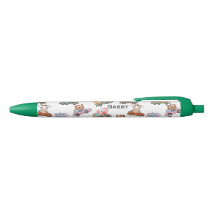 Stylo Noir Cute Animaux Imprimer Nom personnalisé