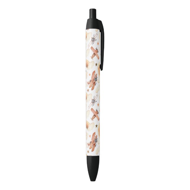 Stylo Noir Cute aquarelle Rainbow Motif d'avion (Bas (Vertical))