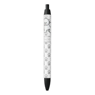 Stylo Noir Cute Bichon Frise Dessin Chien Et Nom Et Pâtes Gri