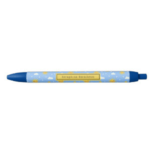 Stylo Noir Cute Blue Sky Nuages Sunshine Personnalisé