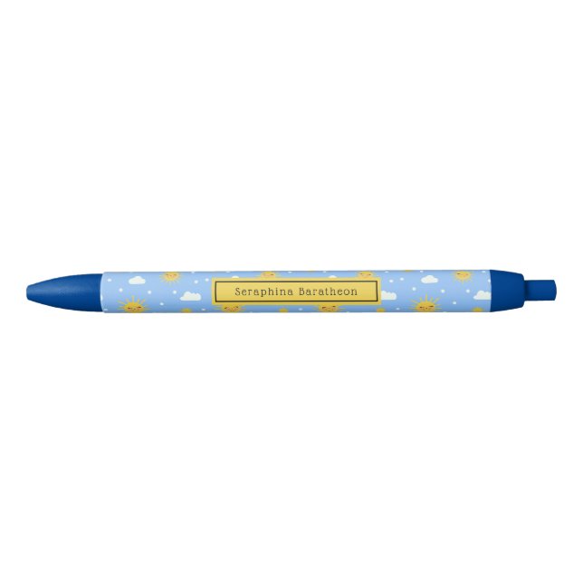 Stylo Noir Cute Blue Sky Nuages Sunshine Personnalisé (Devant)