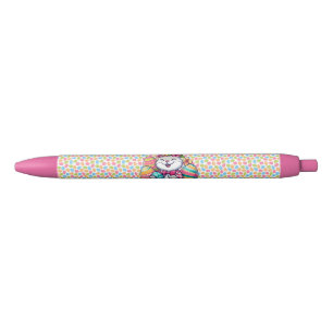 Stylo Noir Cute, & coloré lapin hawaïen/tropical de Pâques