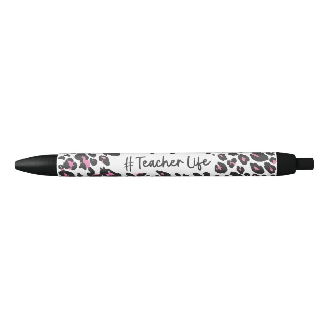 Stylo Noir Cute fille rose Empreinte de léopard enseignant vi (Devant)