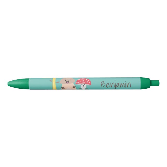 Stylo Noir Cute kawaii champignon champignon toadstool (Devant)