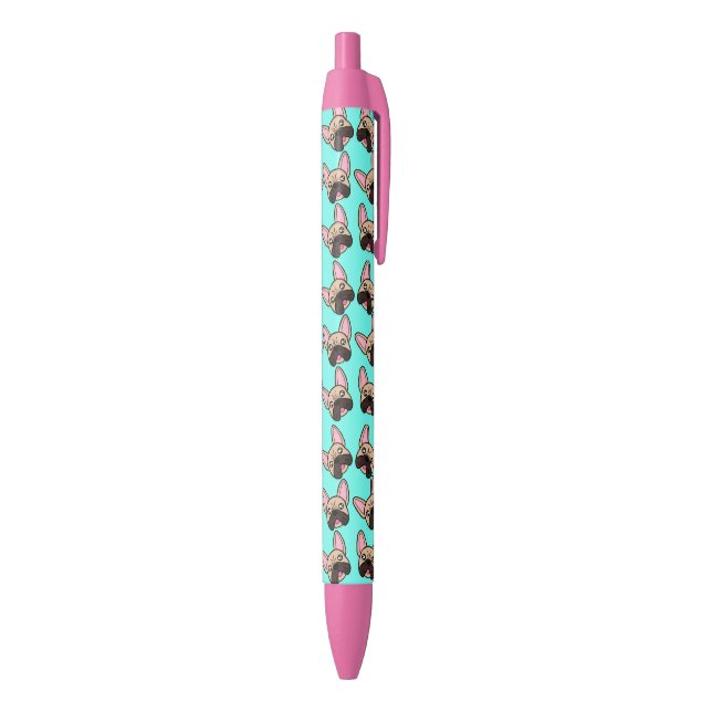 Stylo Noir Cute kawaii French bulldog (frenchie) bleu turquoi (Bas (Vertical))