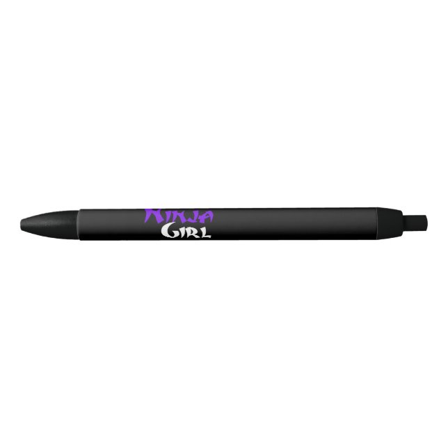 Stylo Noir Cute Ninja Guerrière Girl - violet, noir et blanc (Devant)