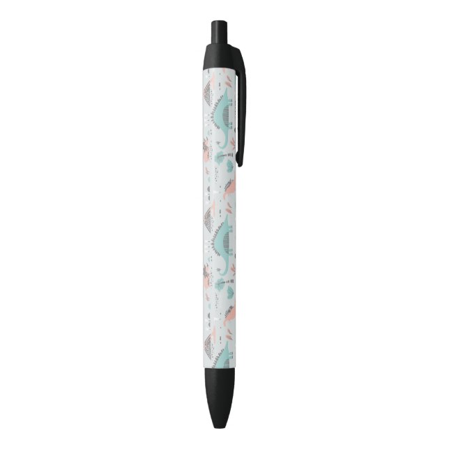 Stylo Noir Cute Pastel Dinosaur Motif (Bas (Vertical))
