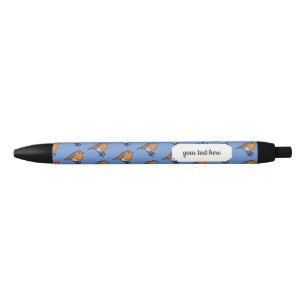 Stylo Noir Cute Pixel Art européen Robin Red Breast Motif