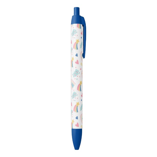 Stylo Noir Cute Rainbow Hearts & Clouds Motif (Bas (Vertical))
