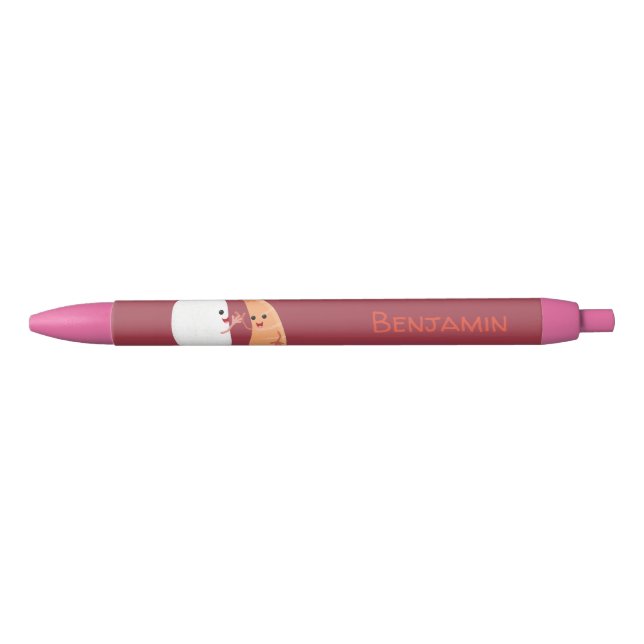 Stylo Noir Cute sushi riz crevettes amis dessin animé (Devant)