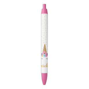 Stylo Noir Cute Unicorn Gold Parties scintillant Rose Chic No