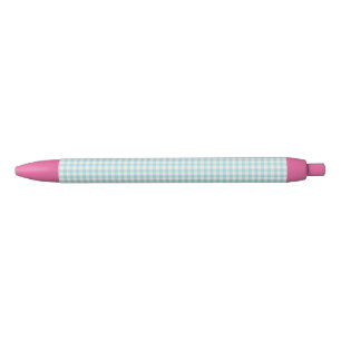 Stylo Noir Cute Vintage Aqua Blue En vichy Plaid Motif