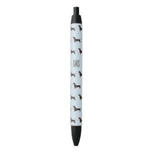 Stylo Noir Dachshunds Chiens Motif Monogramme