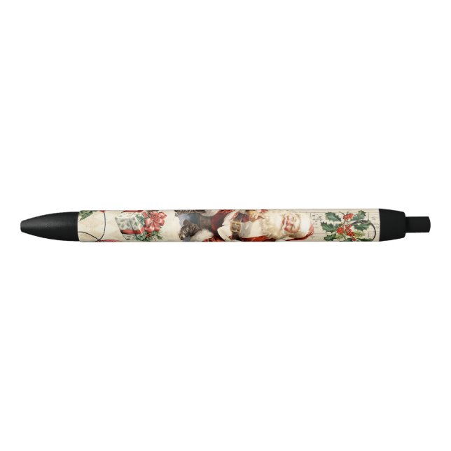 Stylo Noir Découpage de Noël Père Noël (Devant)