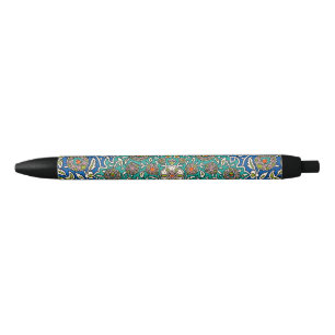 Stylo Noir Design Arabesque bleu