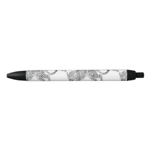 Stylo Noir Design élégant en noir et blanc léopard rose
