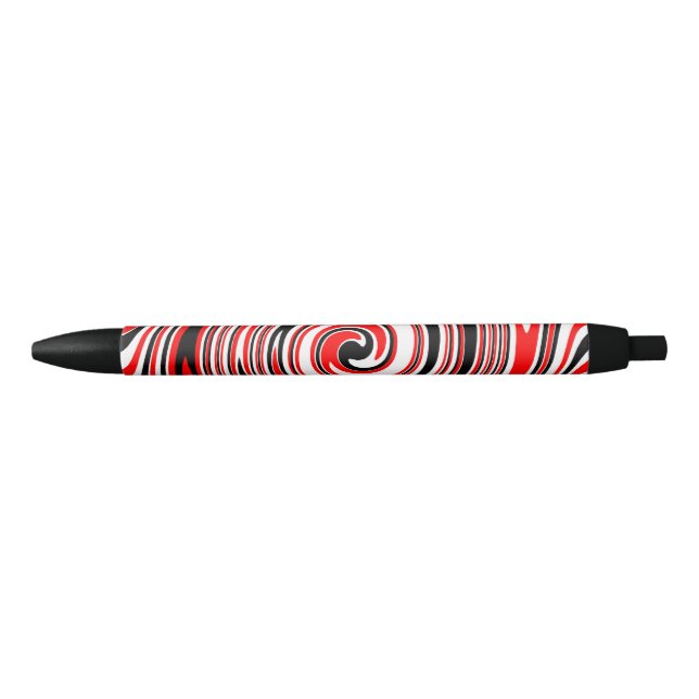 Stylo Noir Design psychédélique rouge blanc et noir (Devant)