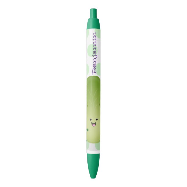 Stylo Noir dessin animé mignon de bok choy (devant Vertical)