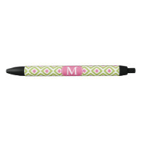 Diamants verts et roses monogrammes Motif Ikat