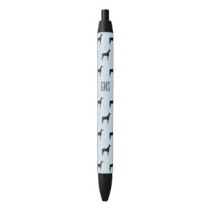 Stylo Noir Doberman Chiens Motif Monogrammé