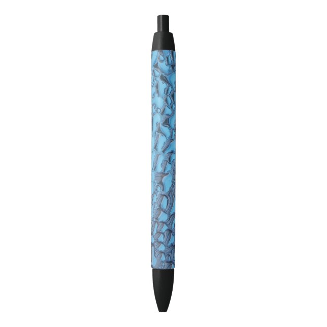 Stylo Noir Doux gouttes de pluie sur verre bleu (devant Vertical)