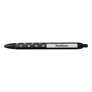 Stylo Noir Drapeau américain Bois rustique Noir Blanc Patriot