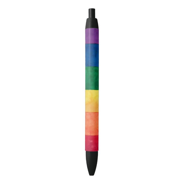 Stylo Noir Drapeau arc-en-ciel gay pride (devant Vertical)