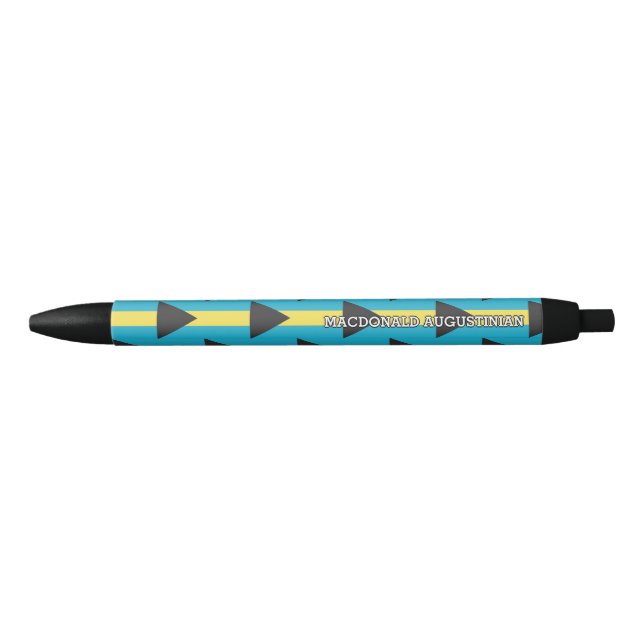 Stylo Noir DRAPEAU BAHAMAS Patriotique Personnalisé (Devant)