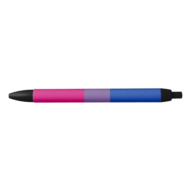 Stylo Noir Drapeau de la fierté bisexuelle (Devant)