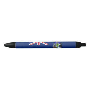 Stylo Noir Drapeau de la Géorgie du Sud et des îles Sandwich 