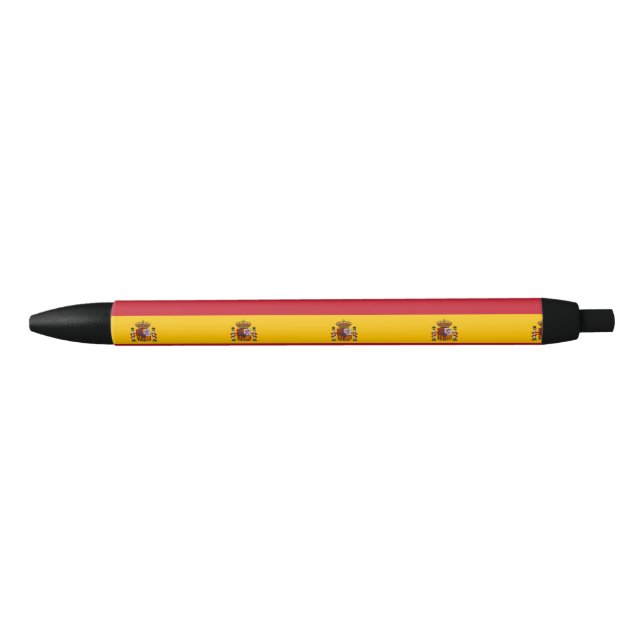 Stylo Noir Drapeau de l'Espagne (Devant)