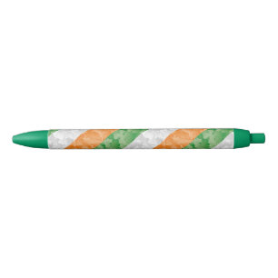 Stylo Noir Drapeau de l'Irlande avec motif shamrock