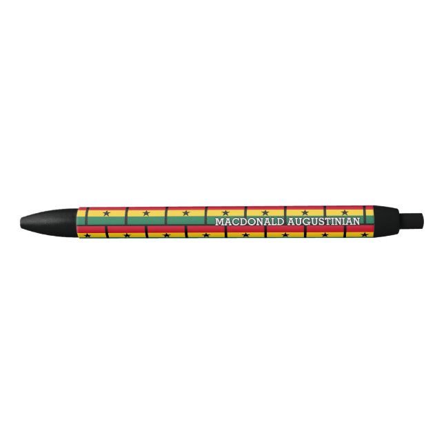 Stylo Noir DRAPEAU GHANA Personnalisé (Devant)