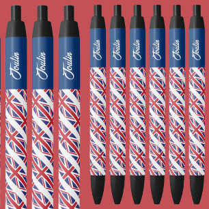 Stylo Noir Drapeau personnalisé du Royaume-Uni