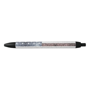 Stylo Noir Drapeau rustique USA rouge blanc bleu scintillant 
