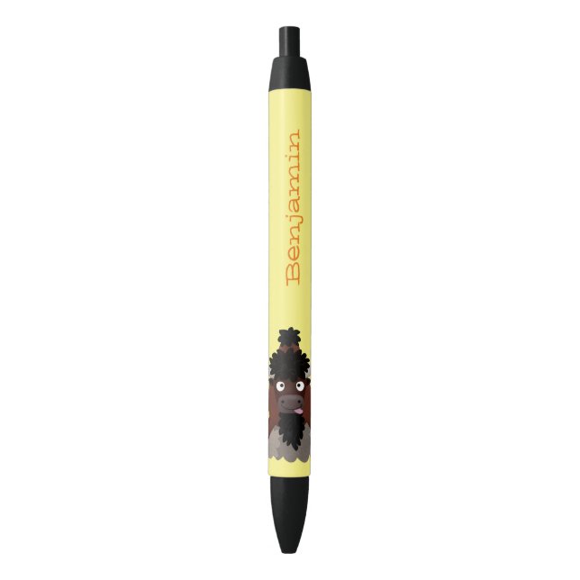 Stylo Noir Drôle dessin animé de bison de buffle (devant Vertical)